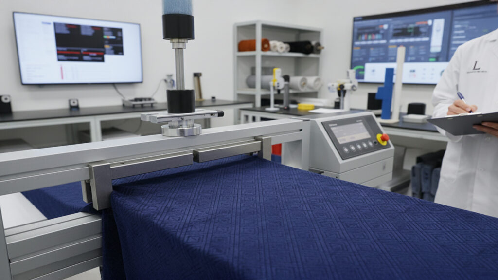 Teste para descobrir o desempenho de um tecido de estofamento